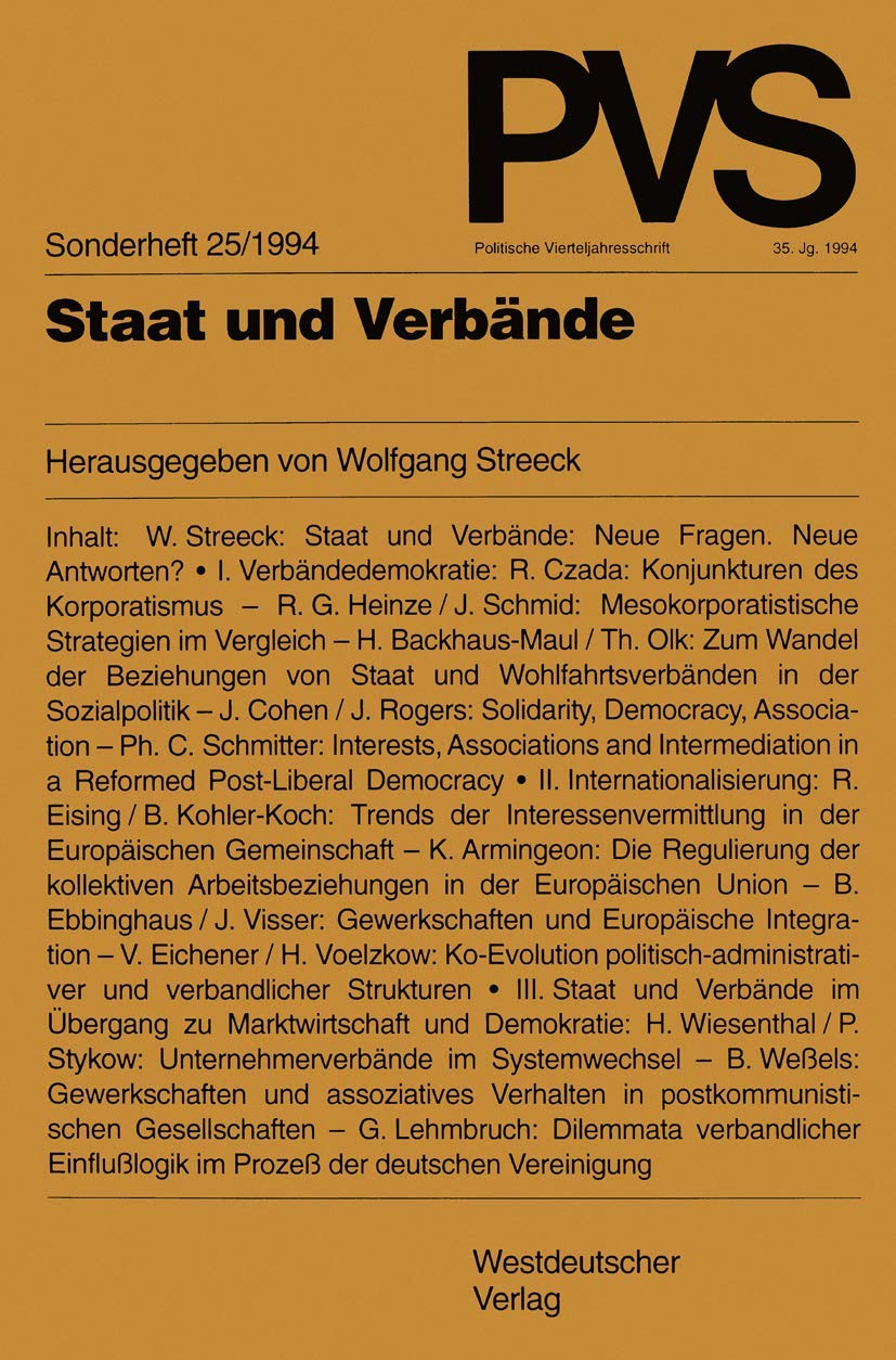 Staat Und Verbnde (Politische Vierteljahresschrift Sonderhefte, 25) (German Edition),Used