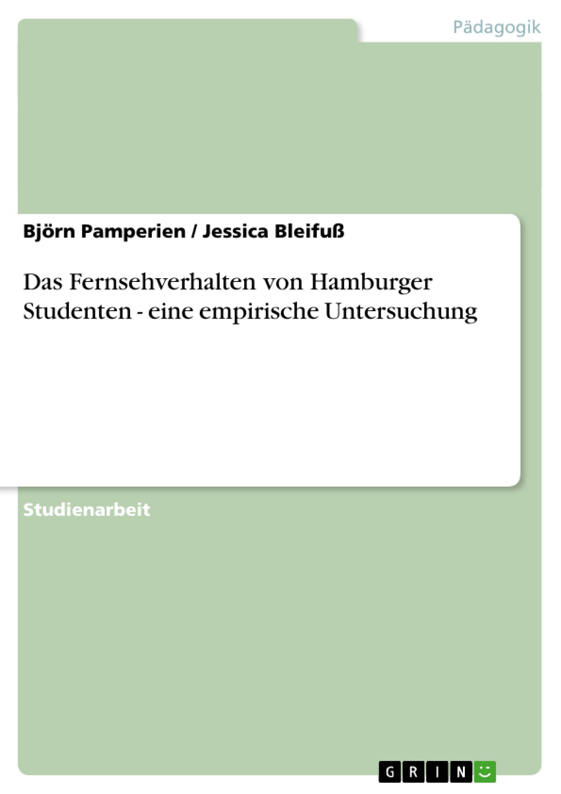 Das Fernsehverhalten Von Hamburger Studenten  Eine Empirische Untersuchung (German Edition),Used