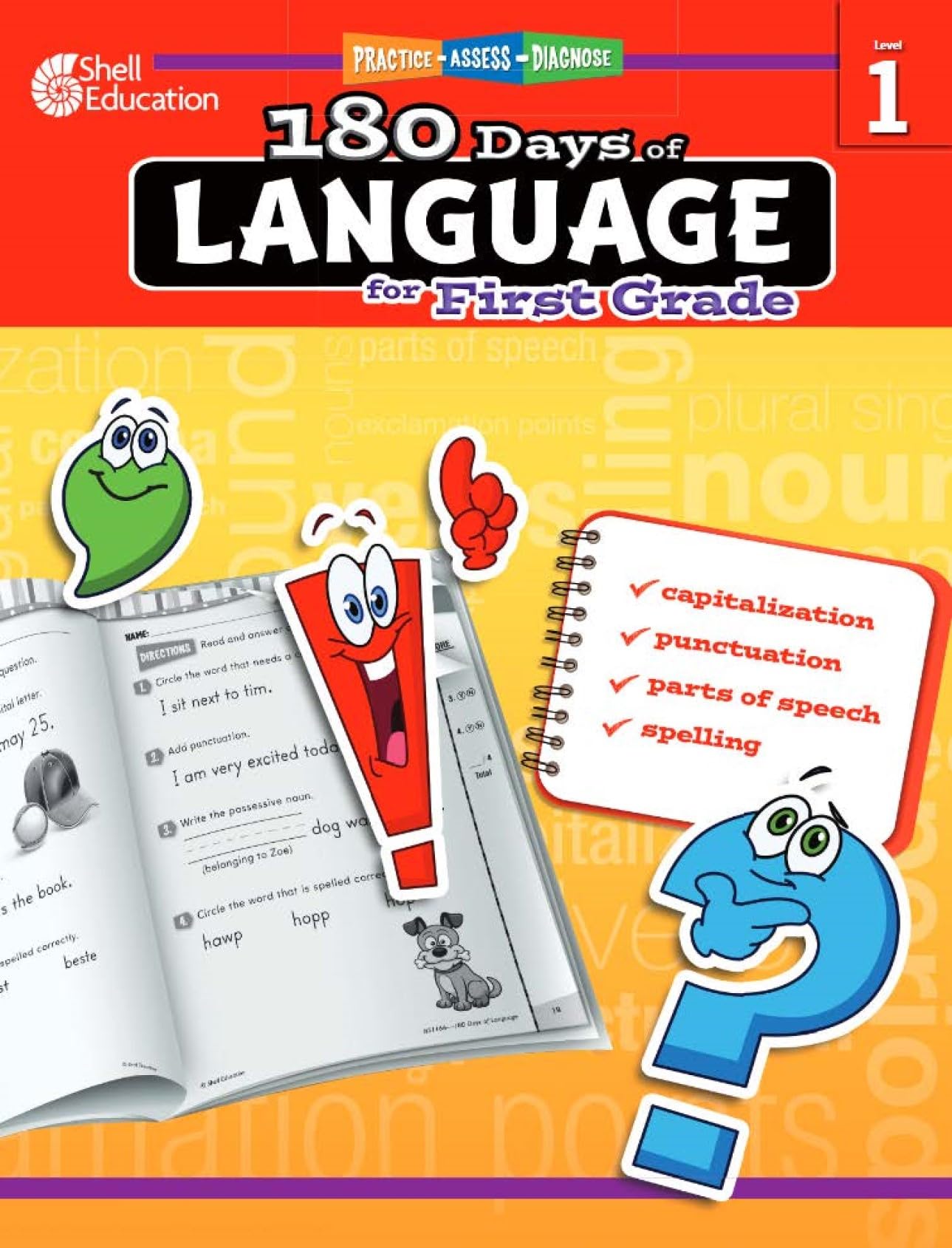 Shell Education 180 Days of Language for First Grade (180 Days of Practice),Used