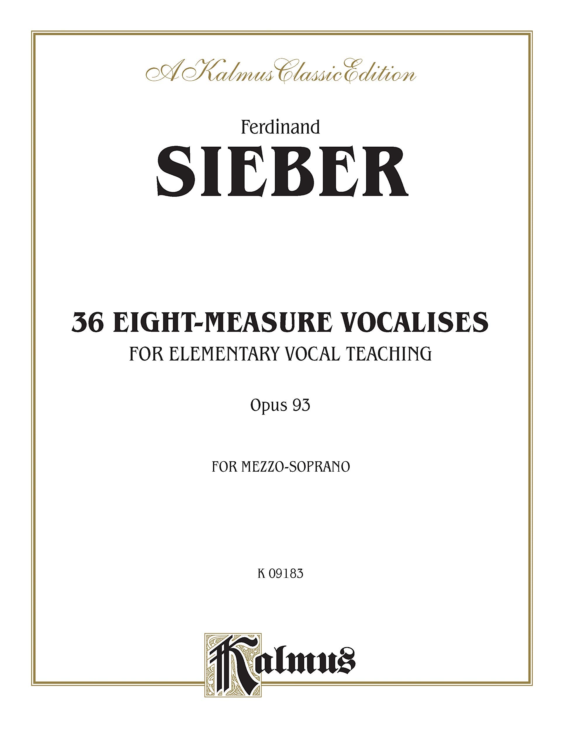 36 EightMeasure Vocalises for Elementary Vocal Teaching, Opus 93, for MezzoSoprano,Used