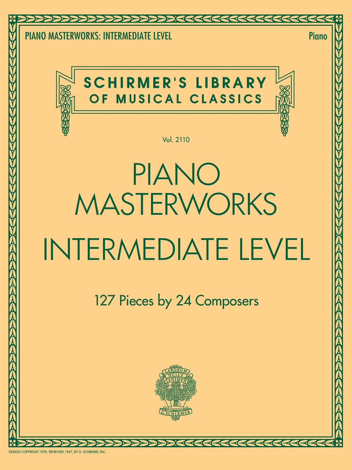 Piano Masterworks: Intermediate Level  Schirmer's Library Of Musical Classics,New