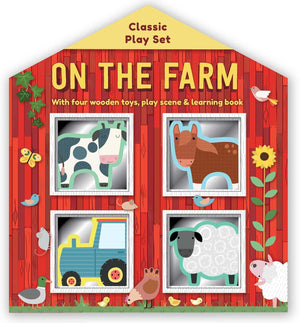 On The Farm: Wooden Toy Play Set: With Four Wooden Toys, Play Scene & Learning Book,Used