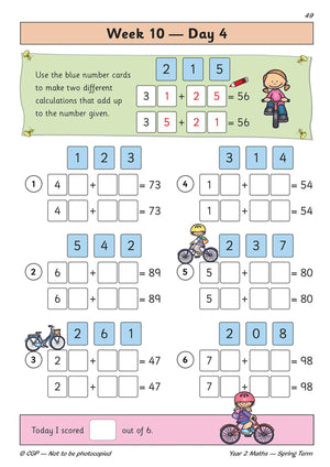 New KS1 Maths Daily Practice Book: Year 2  Spring Term: superb for catching up at home (CGP KS1 Maths),Used