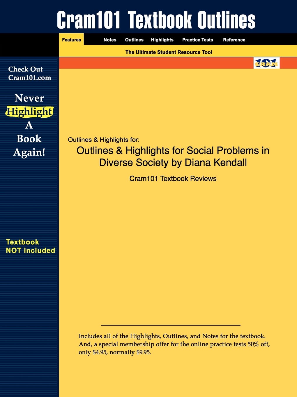 Outlines & Highlights for Social Problems in Diverse Society,Used
