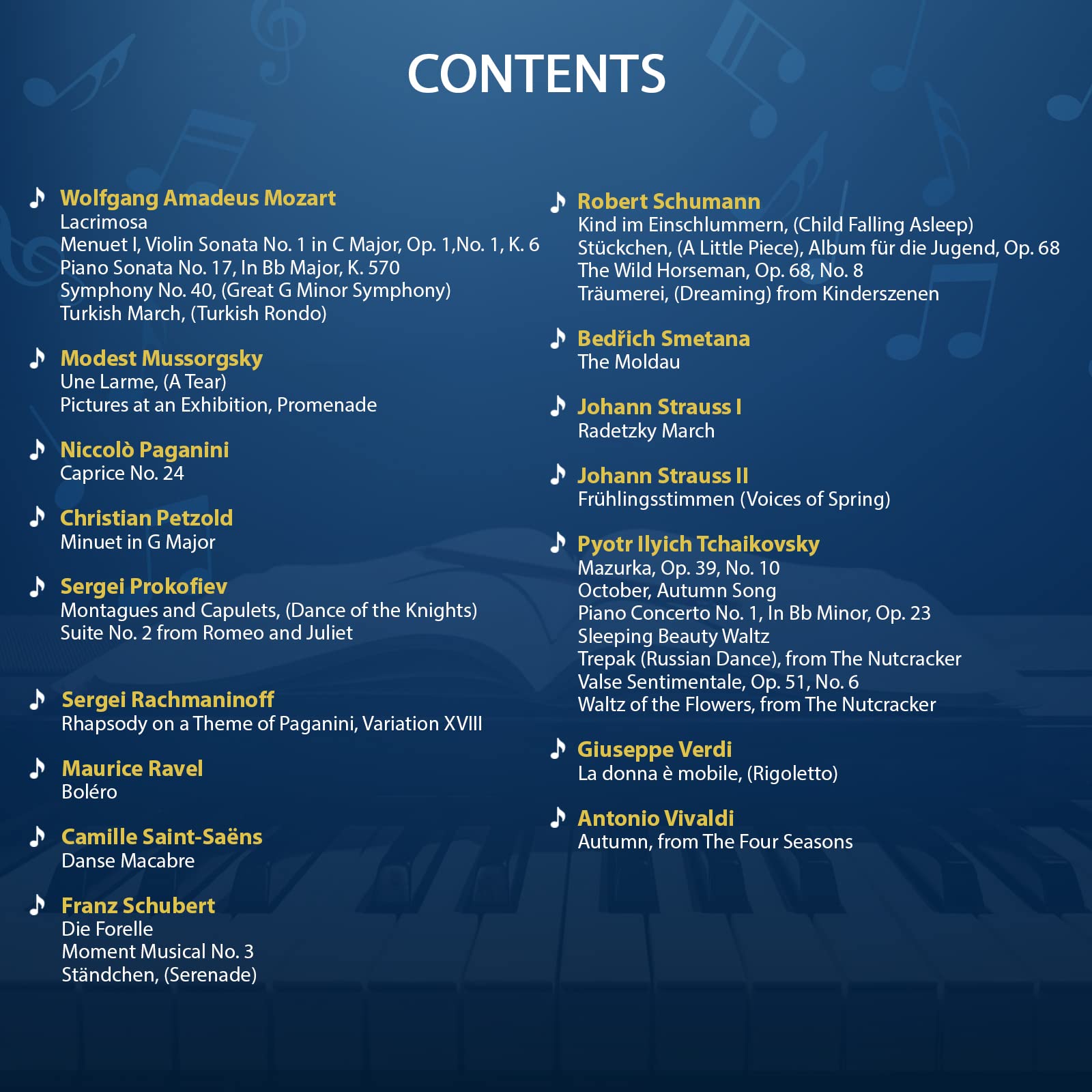 Classical Piano Masterpieces. Piano Sheet Music Book with 65 Pieces of Classical Music for Intermediate Players (+Free Audio) (#,New