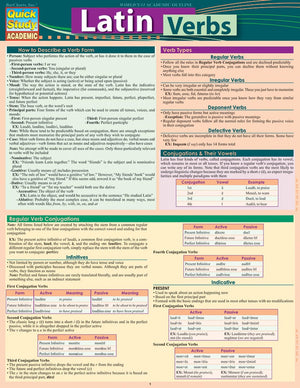 Latin Verbs: Conjugations QuickStudy Laminated Reference Guide (QuickStudy Academic) (English and Latin Edition),New