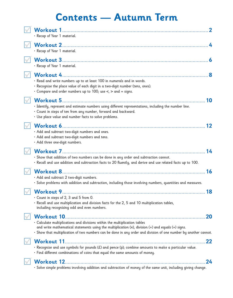 New KS1 Maths 10Minute Weekly Workouts  Year 2 (CGP KS1 Maths),Used