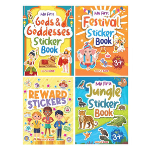 Sticker Books (Set Of 4 Books) - Gods And Goddesses, Festivals, Rewards, Jungle - Activity Books For Kids - Stickers For Children - Age 3+ Years