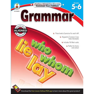 CarsonDellosa Kelley Wingate Series Common Core Edition Grammar Workbook, Grades 5  6 (Ages 10  12),Used