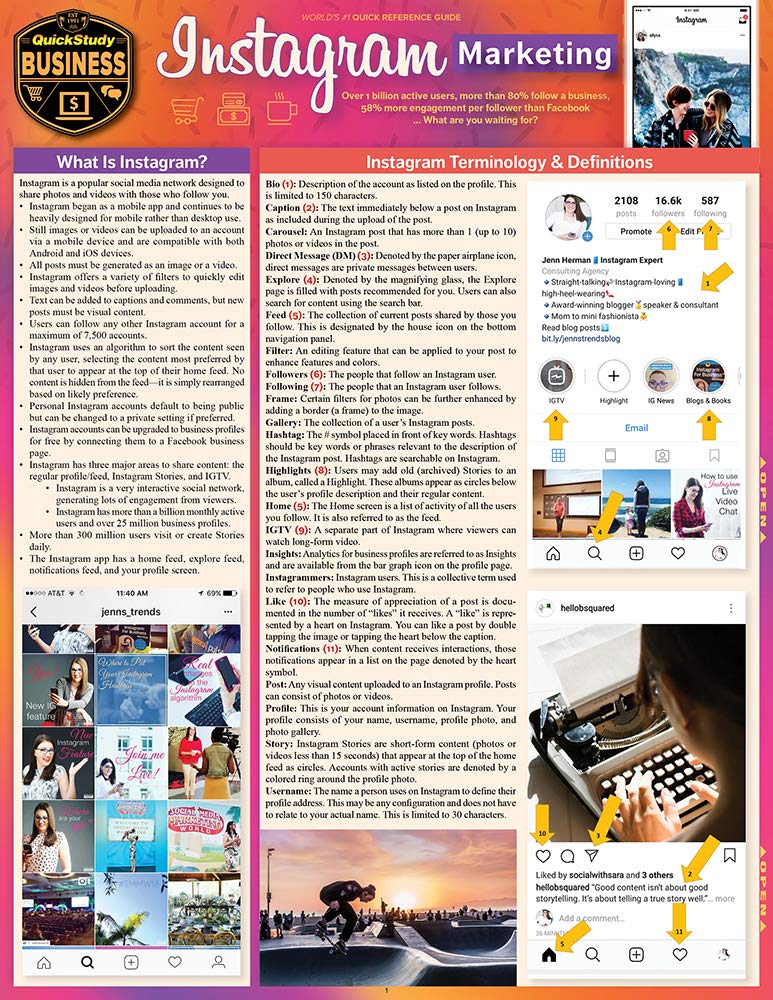 Instagram Marketing: A Quickstudy Laminated Reference Guide,Used