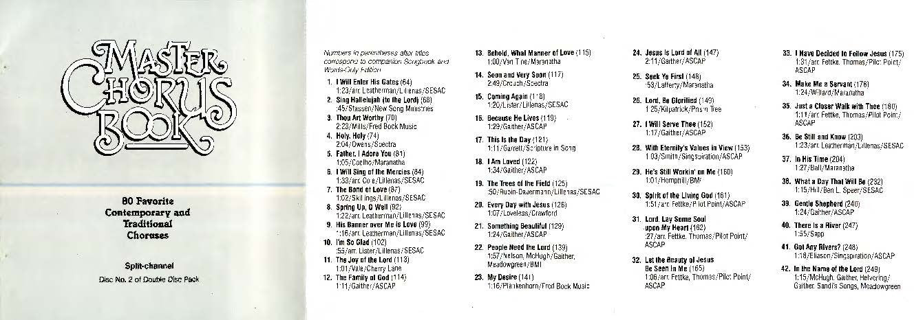 Master Chorus Book: 250 Contemporary, Traditional and New Choruses,Used