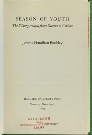 Season of Youth: The Bildungsroman from Dickens to Golding,Used