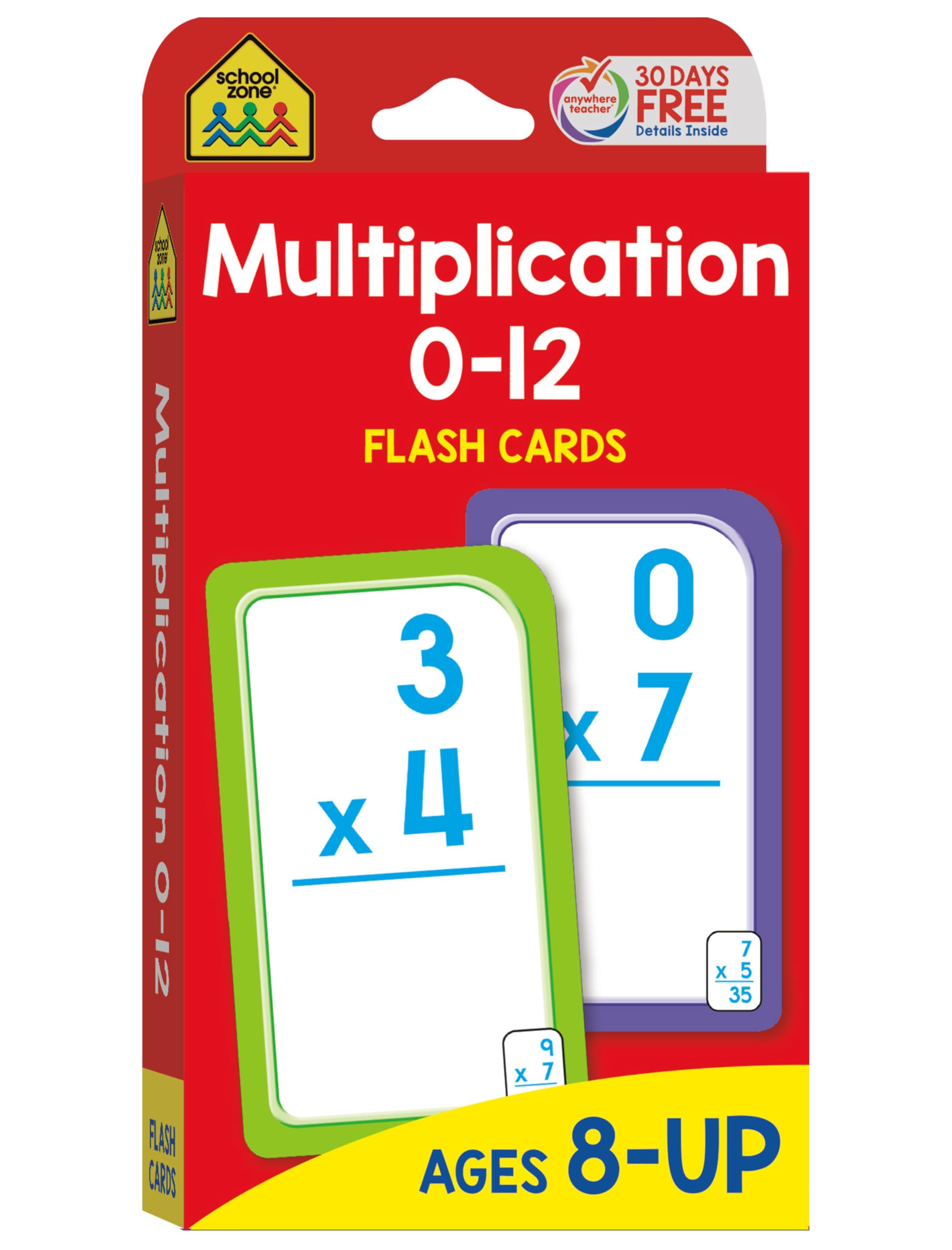 School Zone Multiplication 012 Flash Cards: 56 Math Cards, 3rd Grade, 4th Grade, Elementary Math, Multiplication Facts, Common ,Used