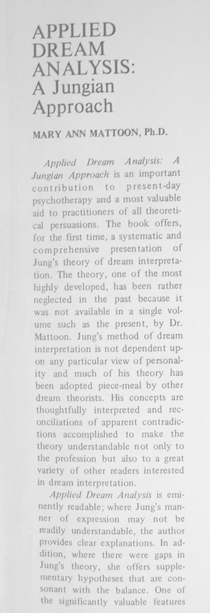 Applied Dream Analysis: A Jungian Approach,Used
