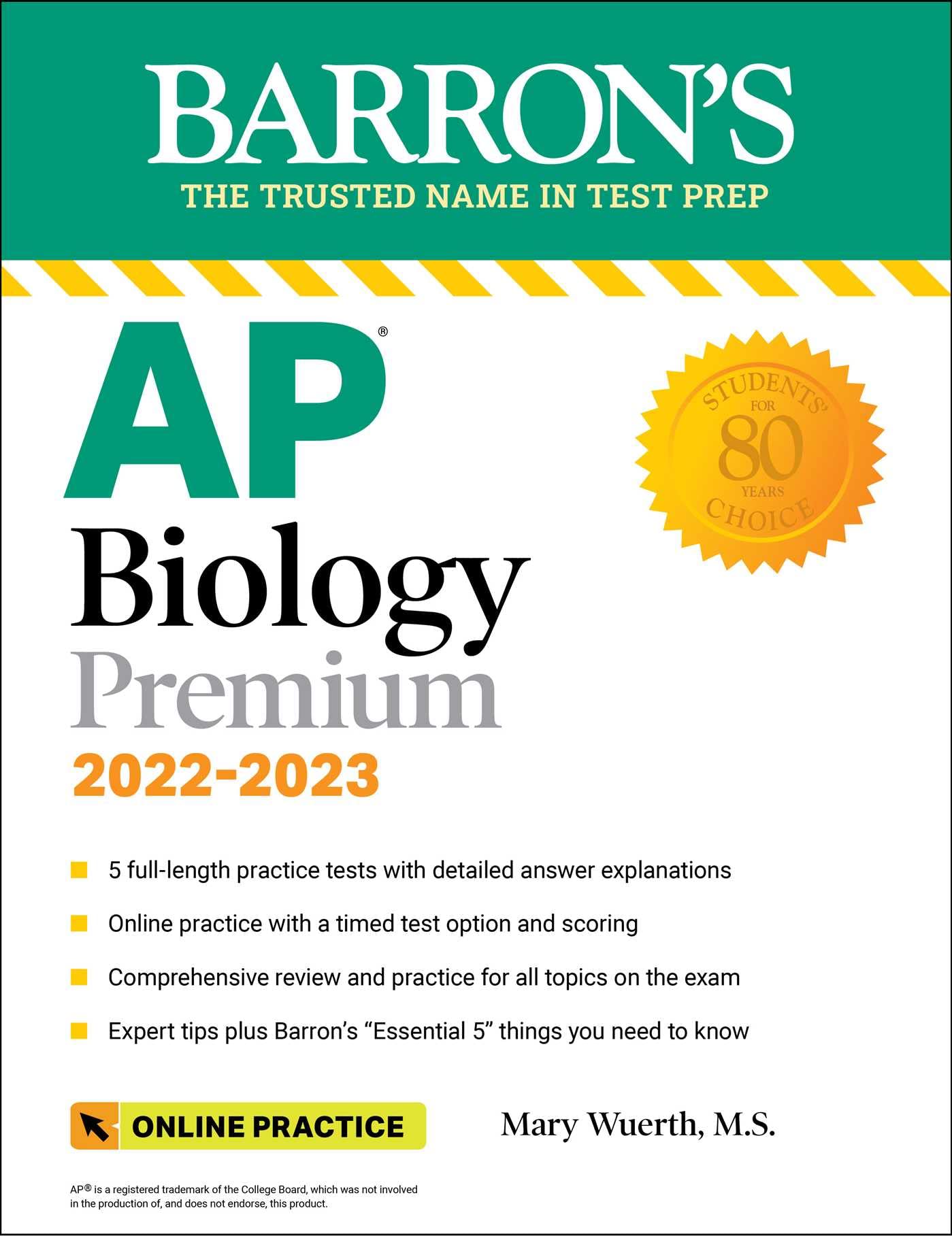 Ap Biology Premium, 20222023: Comprehensive Review With 5 Practice Tests + An Online Timed Test Option (Barron'S Ap)