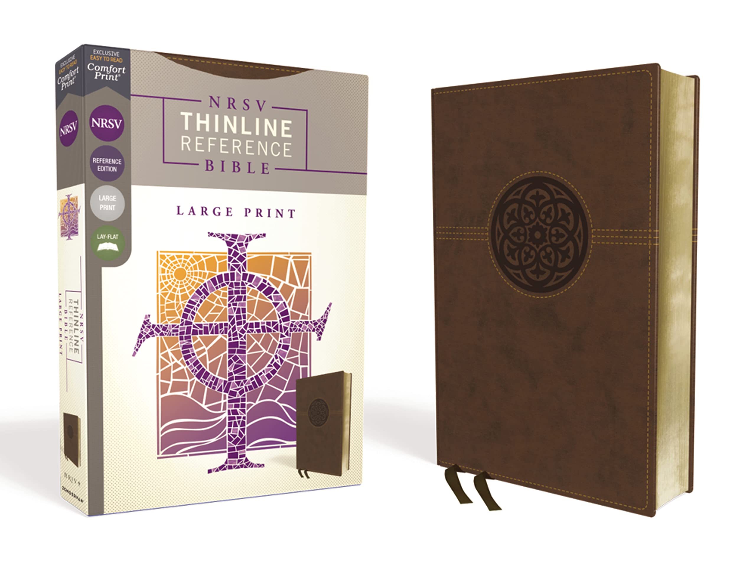 NRSV, Thinline Reference Bible, Large Print, Leathersoft, Brown, Comfort Print,Used