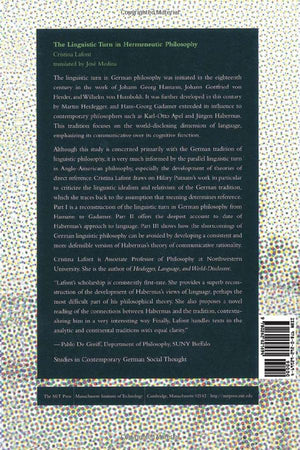 The Linguistic Turn in Hermeneutic Philosophy (Studies in Contemporary German Social Thought),Used