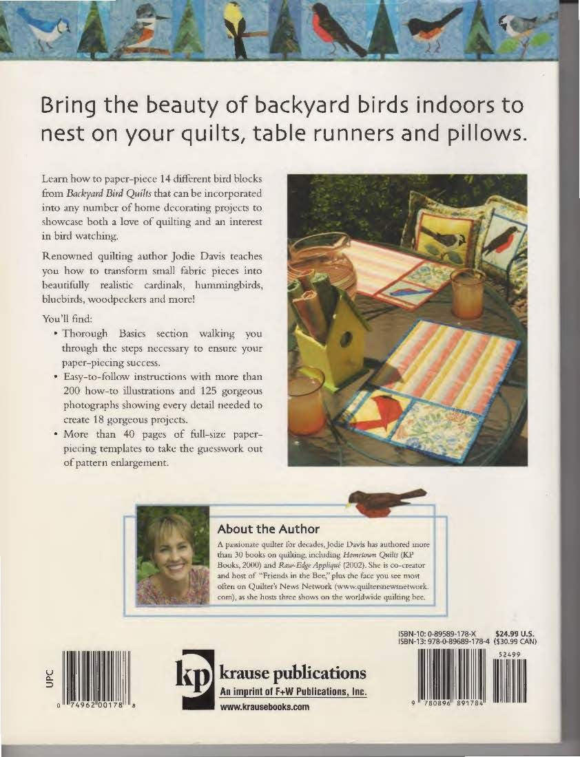 Backyard Bird Quilts: 18 Paperpieced Projects,New