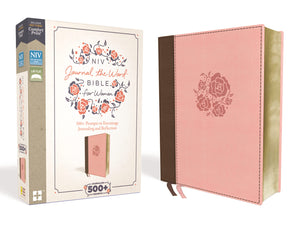 NIV, Journal the Word Bible for Women, Leathersoft, Brown/Pink, Red Letter, Comfort Print: 500+ Prompts to Encourage Journaling ,New