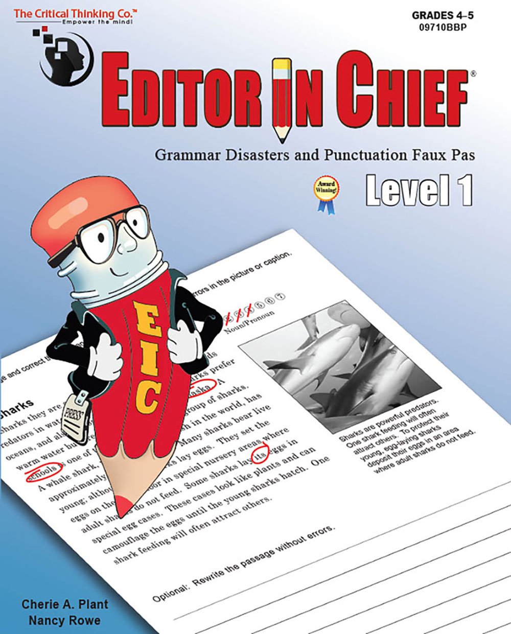 The Critical Thinking Co. Editor In Chief Level 1 Workbook  Grammar Disasters & Punctuation Faux Pas (Grades 45)