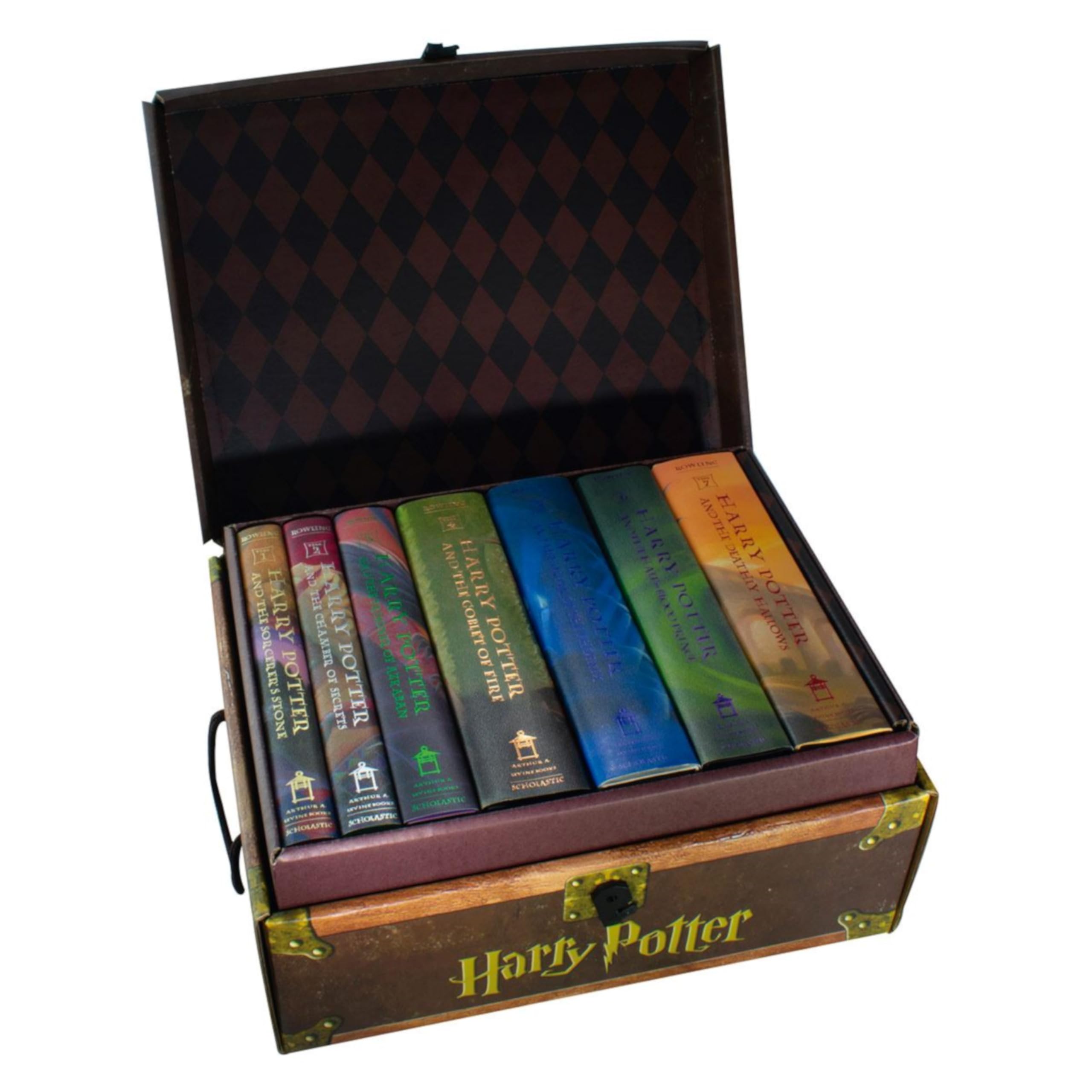 Harry Potter Books Set #17 In Collectible Trunklike Toy Chest Box, Decorative Stickers Included