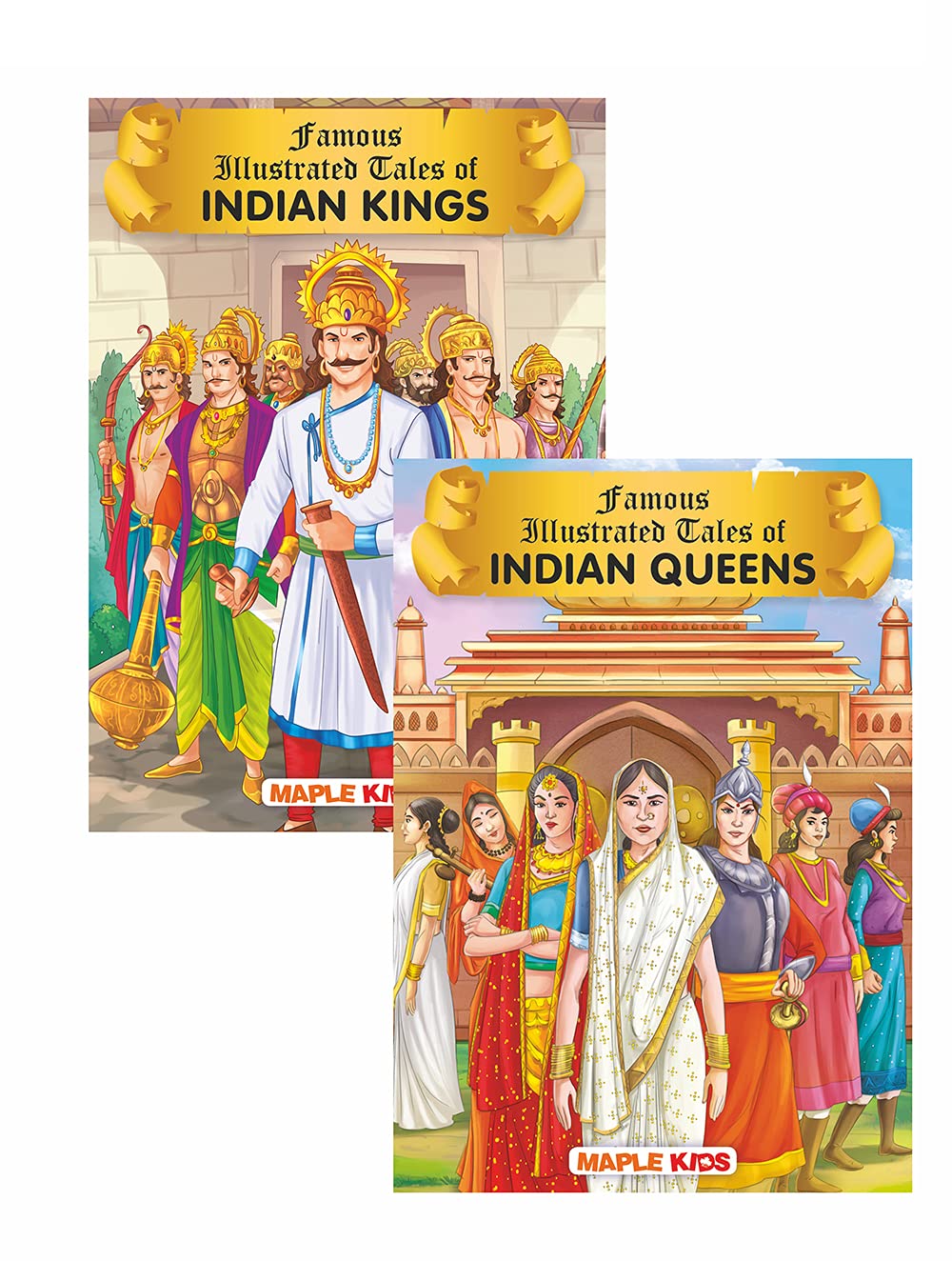 Story Books For Kids - Indian Kings And Queens (Set Of 2 Books) (Illustrated) - Age 6+ - English Short Stories For Children - Read Aloud To Infants, Toddlers