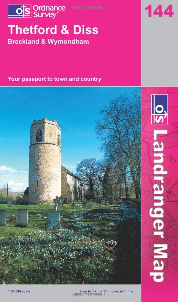 Thetford and Diss, Breckland and Wymondham (Landranger Maps) 144,Used