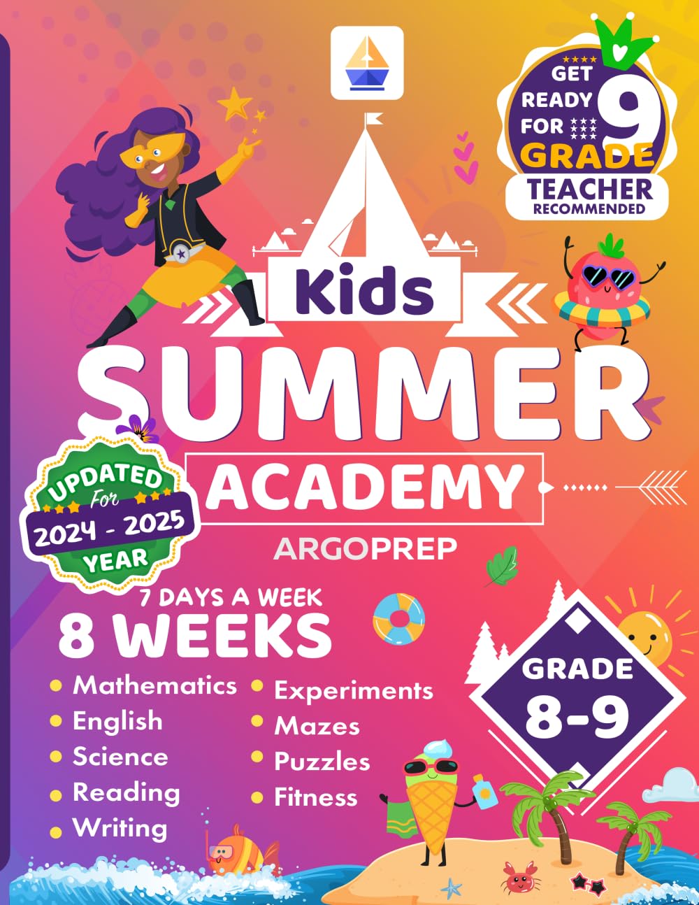 Kids Summer Academy by ArgoPrep  Grades 89: 8 Weeks of Math, Reading, Science, Writing, Logic, Fitness and Yoga | Online Acces,Used