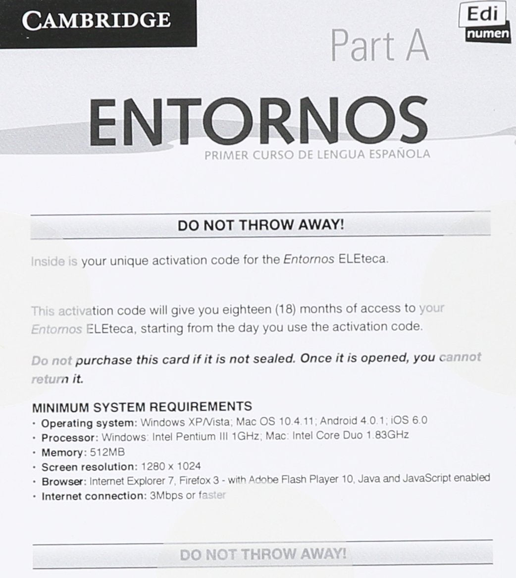 Entornos Beginning Student's Book A plus ELEteca Access (Spanish Edition),Used