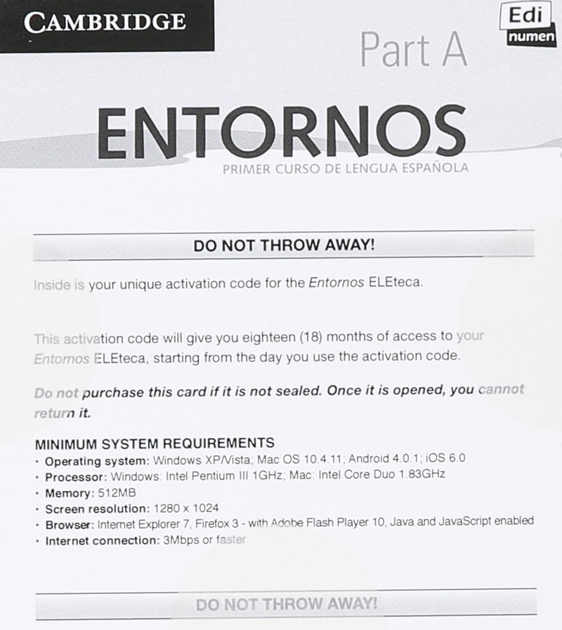 Entornos Beginning Student's Book A plus ELEteca Access (Spanish Edition),Used