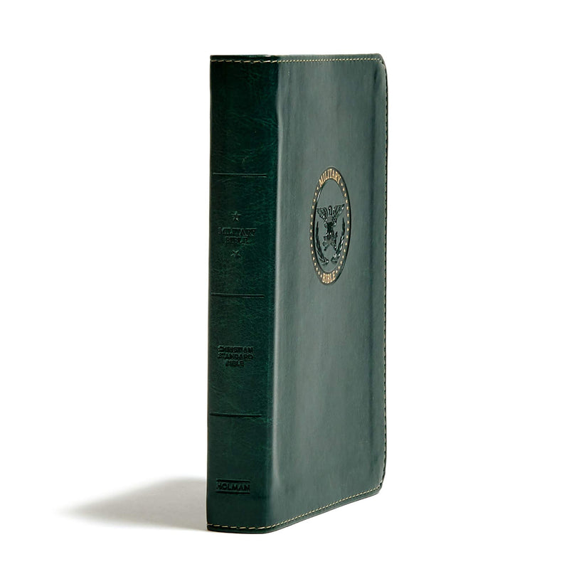 CSB Military Bible, Green LeatherTouch, Red Letter, Presentation Page, Articles, Study Helps, Prayers, FullColor Maps, Easyto,Used