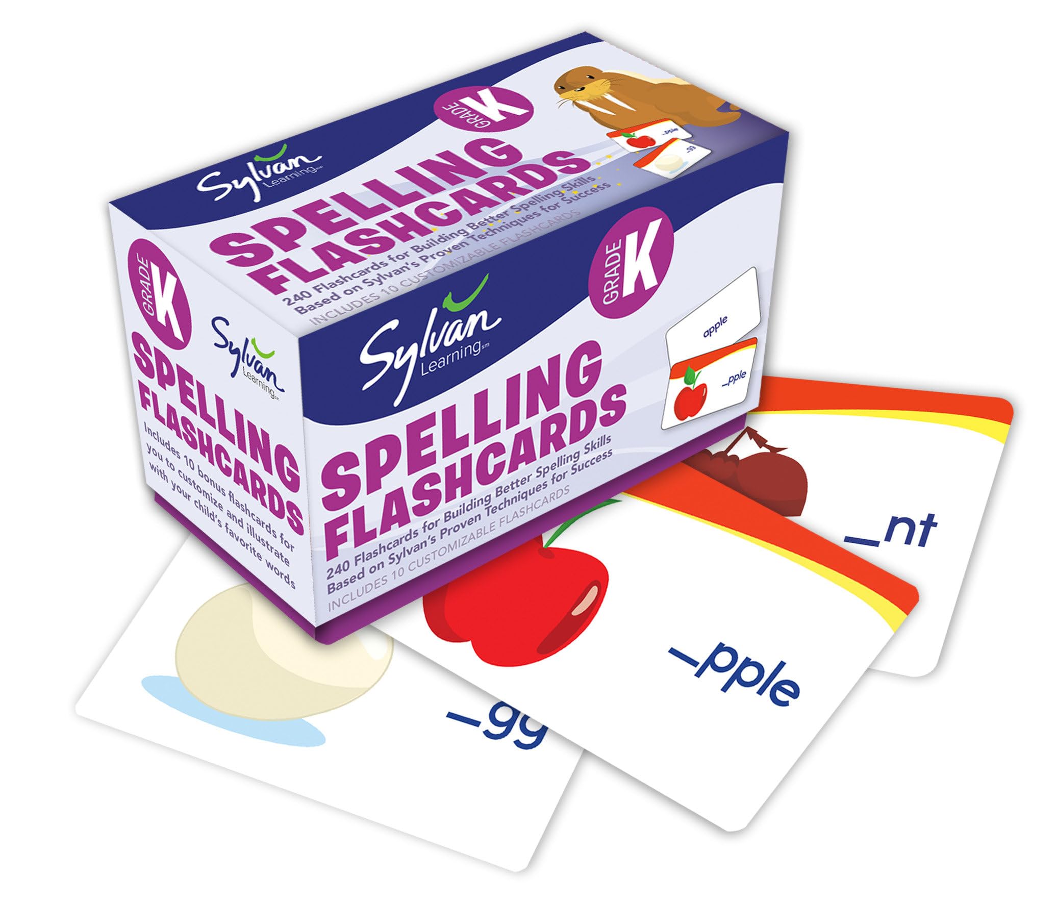Kindergarten Spelling Flashcards: 240 Flashcards For Building Better Spelling Skills Based On Sylvan'S Proven Techniques For Suc,New