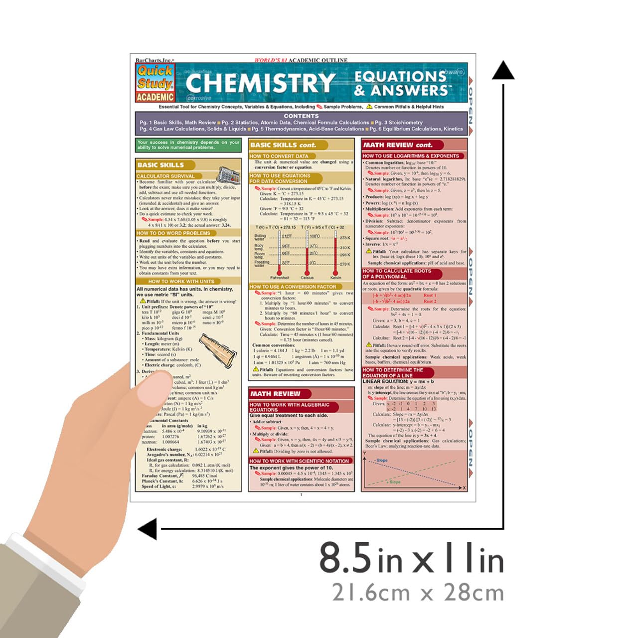 Chemistry Equations & Answers: A Quickstudy Laminated Reference Guide (Quickstudy Academic)