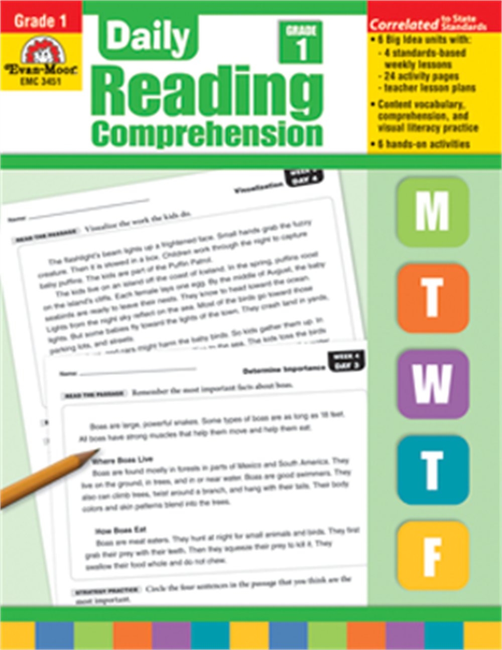 EvanMoor Educational Publishers 3451 Daily Reading Comprehension Book, Grade 1,Used