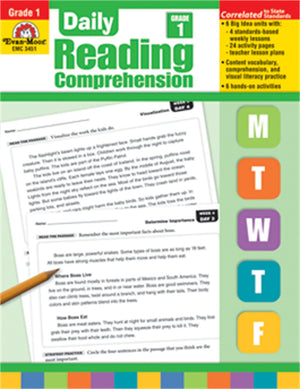 EvanMoor Educational Publishers 3451 Daily Reading Comprehension Book, Grade 1,Used