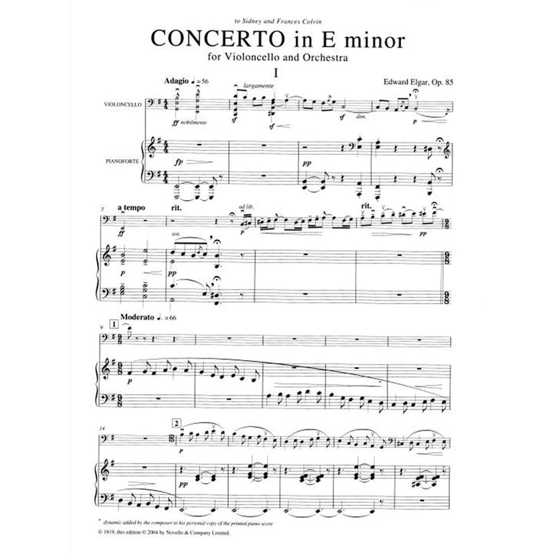 Concerto in E Minor, Op. 85 for Violoncello and Orchestra: Arranged for Cello and Piano,Used
