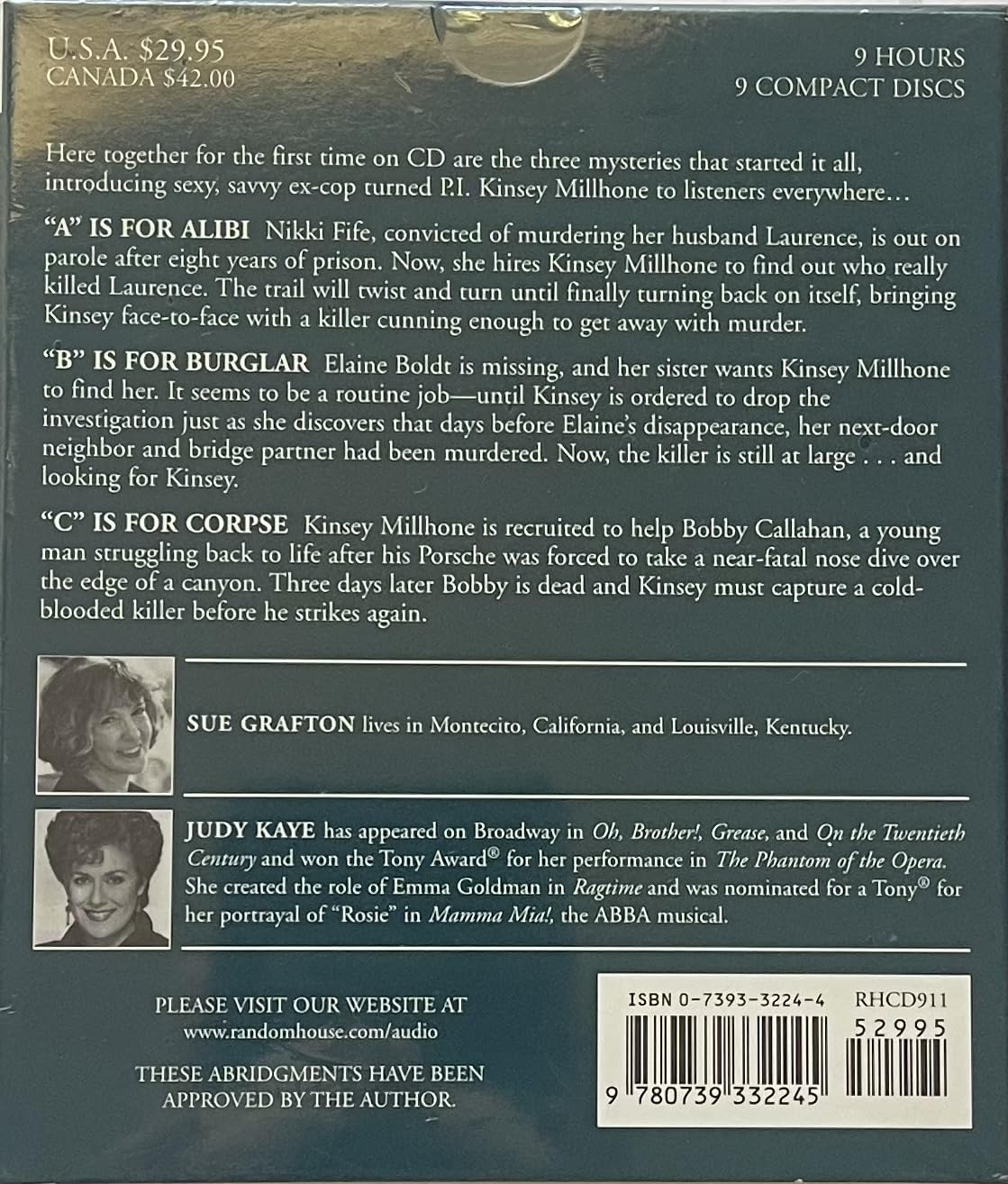 Sue Grafton Abc Gift Collection: 'A' Is For Alibi, 'B' Is For Burglar, 'C' Is For Corpse (A Kinsey Millhone Novel),New