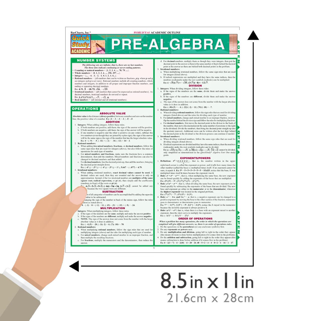 PreAlgebra QuickStudy Laminated Reference Guide (QuickStudy Academic),New