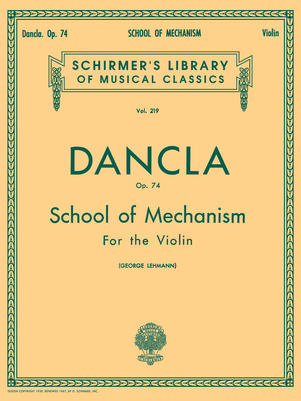 Dancla: Opus 74 School of Mechanism (Schirmer's Library of Musical Classics),Used