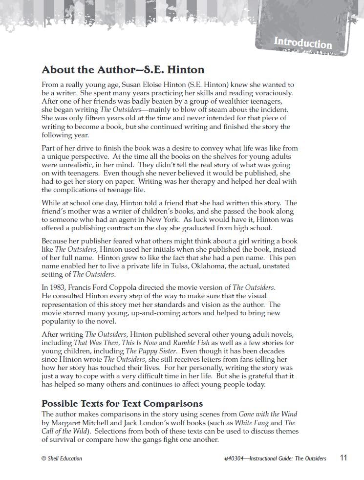 The Outsiders: An Instructional Guide for Literature  Novel Study Guide for 6th12th Grade Literature with Close Reading and Wr,Used