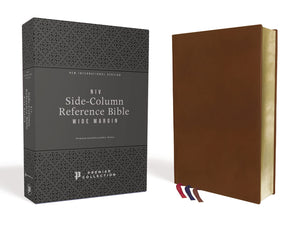Niv, Wide Margin Side Column Reference Bible, Premium Goatskin Leather, Brown, Premier Collection, Black Letter, Art Gilded Edge