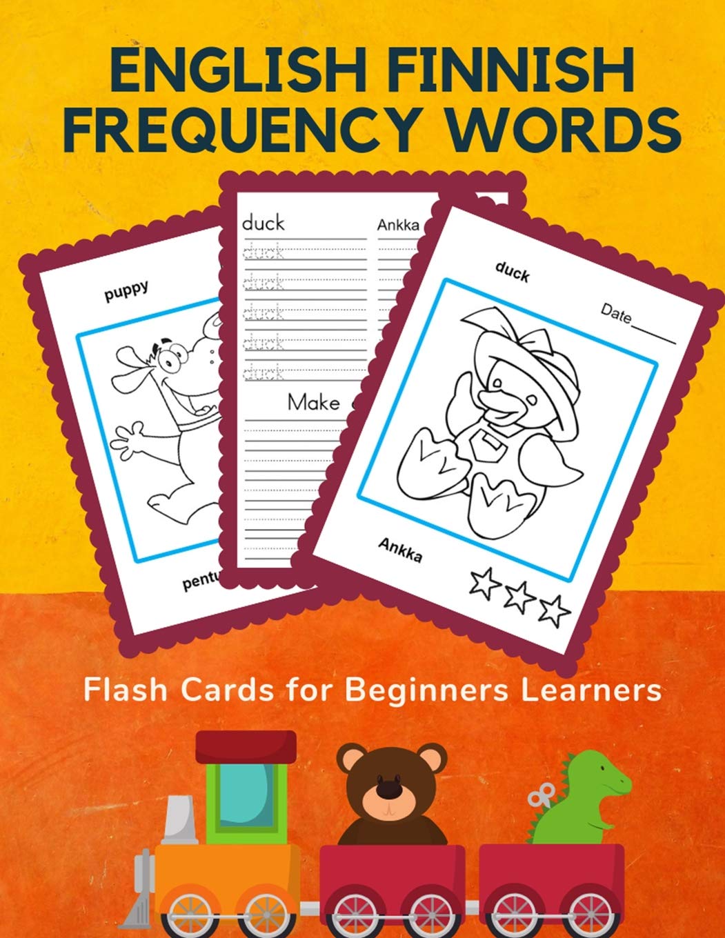 English Finnish Frequency Words Flash Cards for Beginners Learners: Easy 100 basic animals card games bilingual picture dictiona,Used