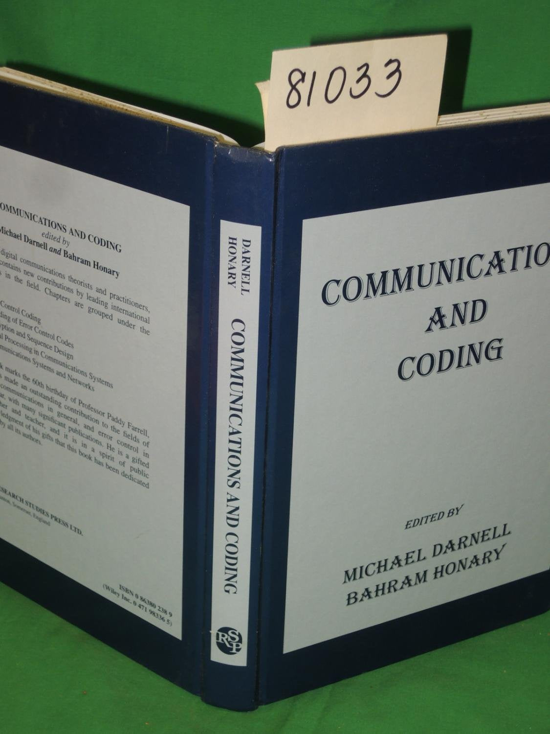 Communications and Coding (Electronic & Electrical Engineering Research Stuides. Communications systemS, Techniques, and Applica,Used