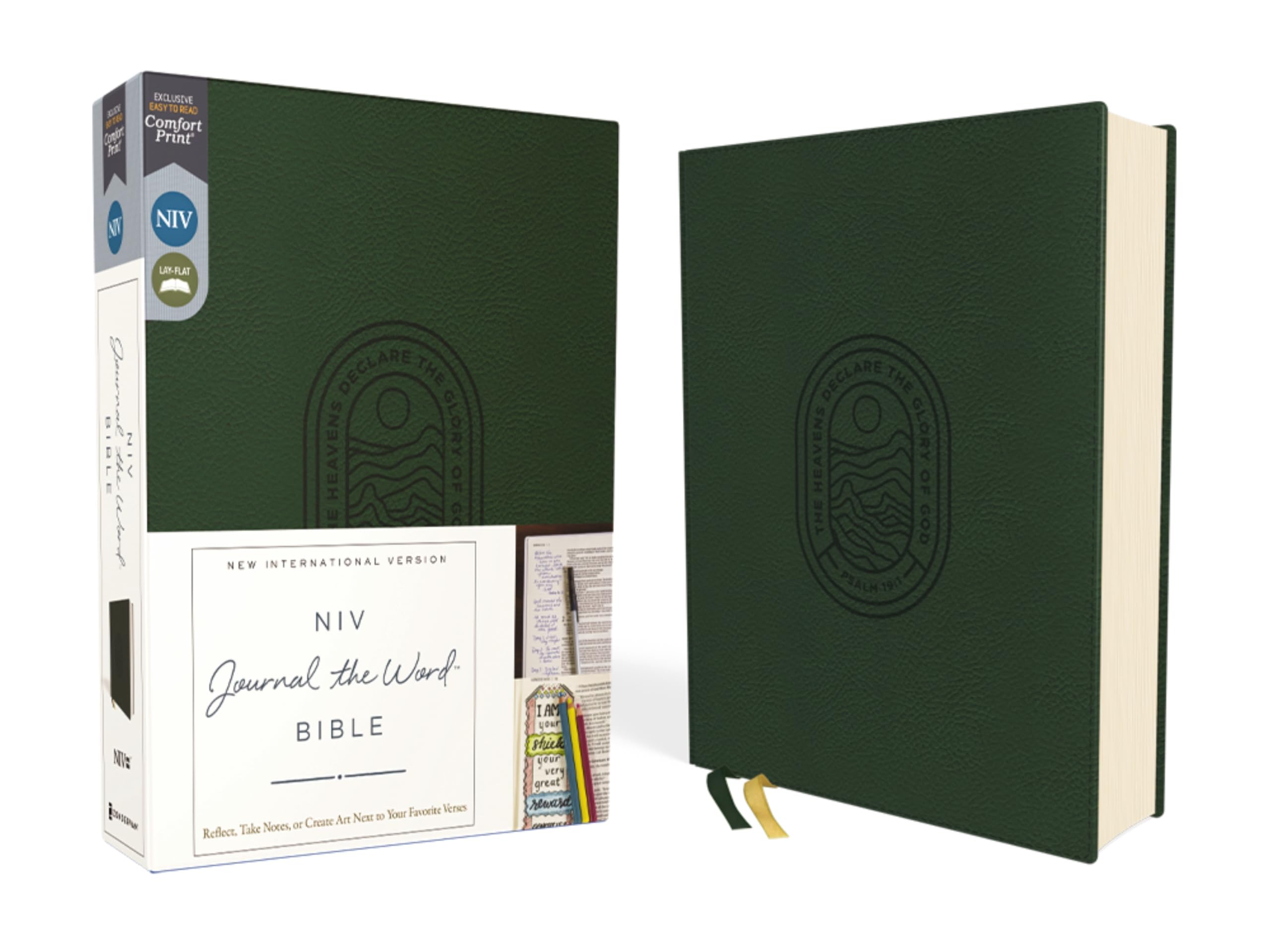 Niv, Journal The Word Bible (Perfect For Notetaking), Leathersoft, Green, Red Letter, Comfort Print: Reflect, Take Notes, Or Cr