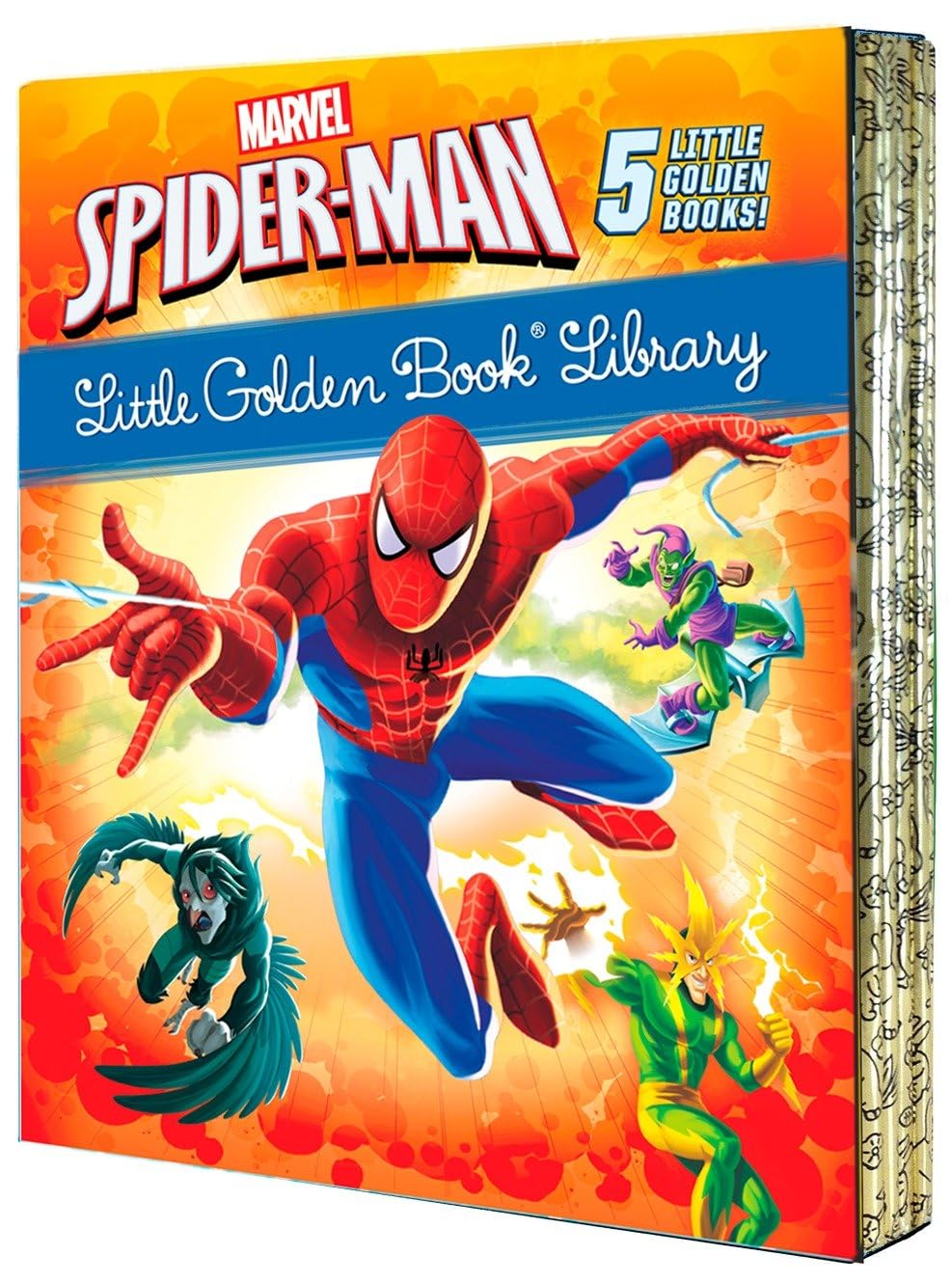 SpiderMan Little Golden Book Library (Marvel): SpiderMan!; Trapped by the Green Goblin; The Big Freeze!; High Voltage!; Night ,Used