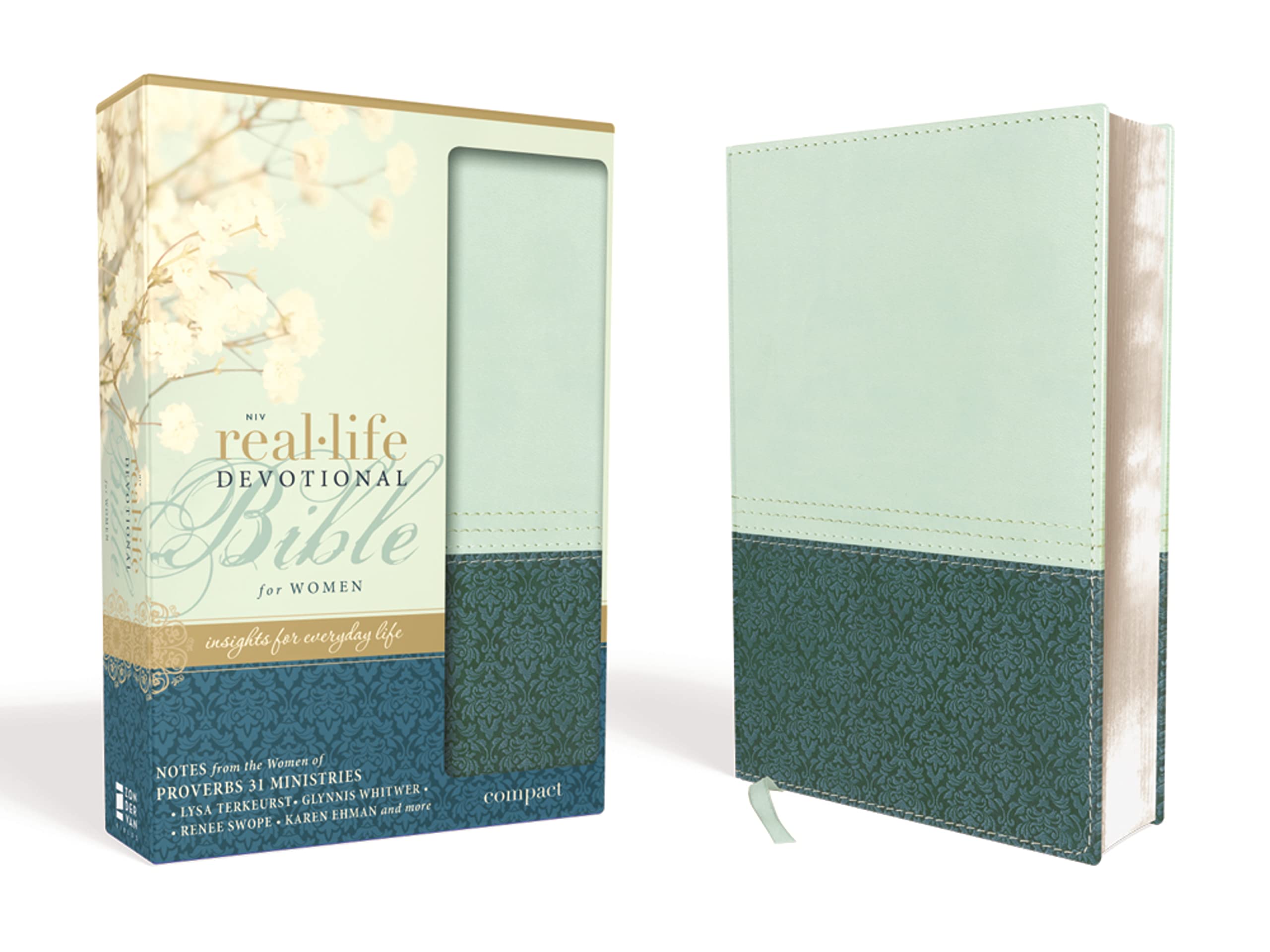 NIV, RealLife Devotional Bible for Women, Compact, Leathersoft, Teal: Insights for Everyday Life,New