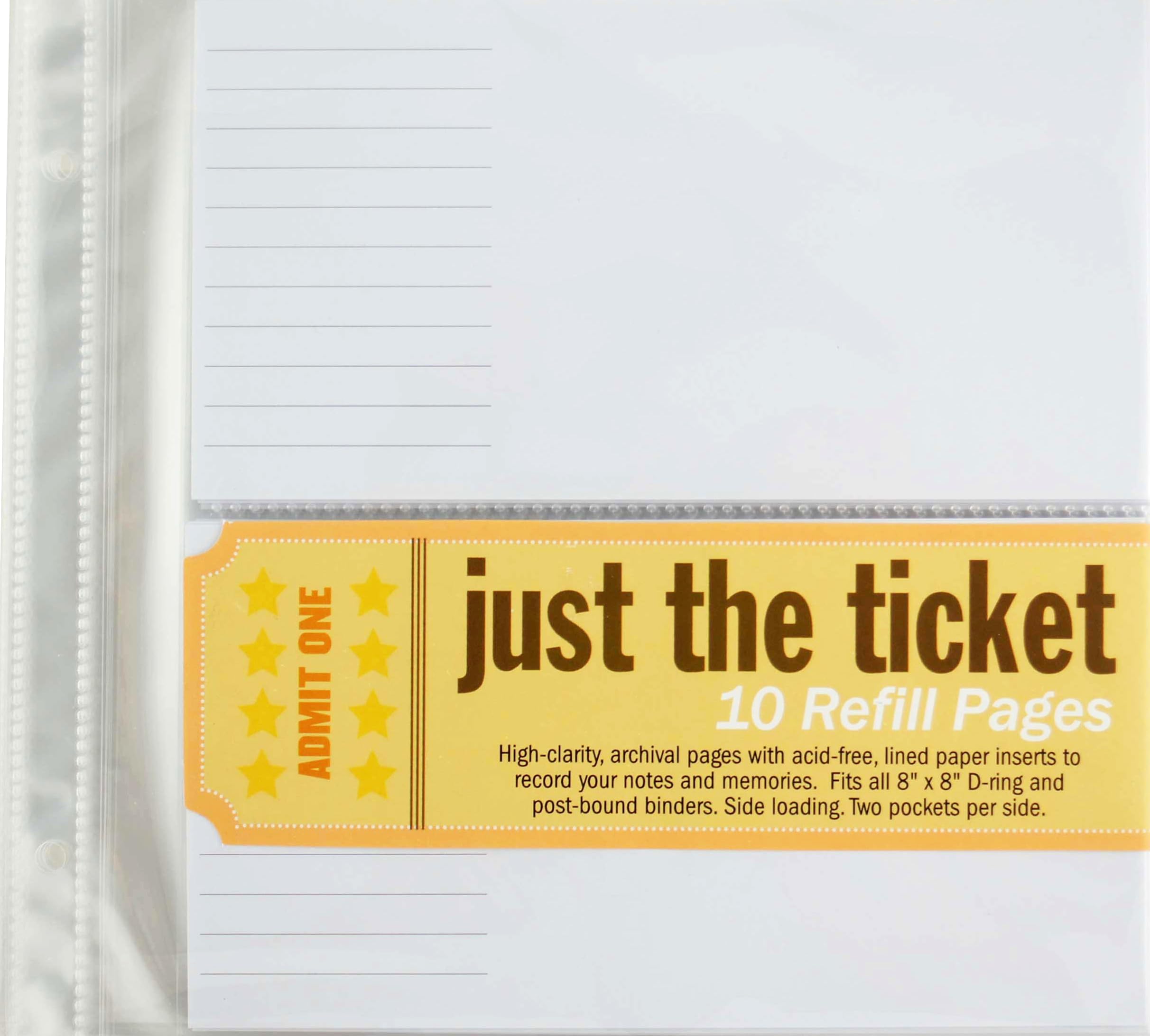 Just the Ticket Refill Sheets (8 inch x 8 inch refill),New