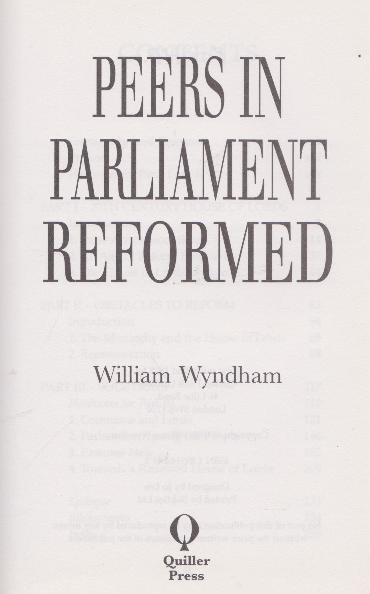 Peers in Parliament Reformed,Used