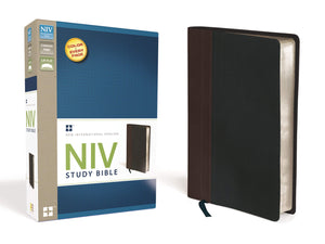 NIV Study Bible, Leathersoft, Brown/Black, Red Letter Edition,Used