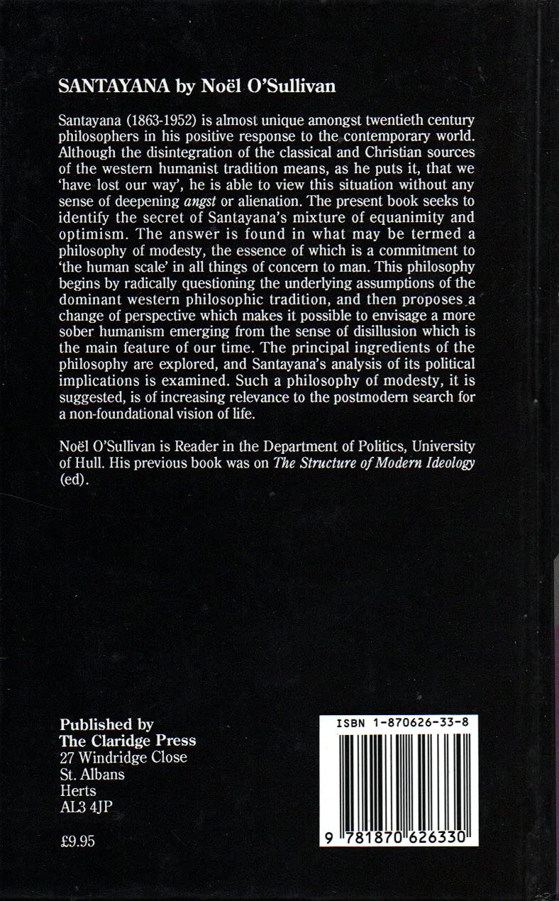 Santayana (Thinkers of Our Time),Used